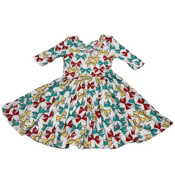 Dot Dot Smile Toddler Girl’s Size 3/4 Colorful Bows Ballerina Twirl Dress - Picture 2 of 6